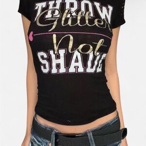 Black Glitter 'Throw Glitter Not Shade' Graphic Tee - Women
